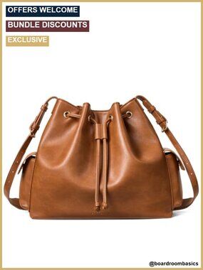 Vegan Leather Bucket Bag Drawstring Crossbody Purse